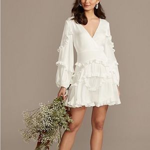 BNWT Charmeuse Ruffle Little White Dress with back tie